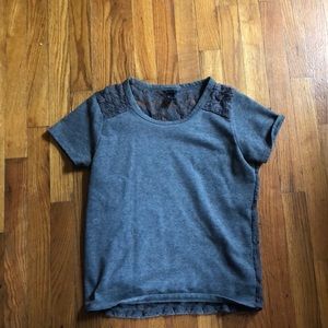 Grey tee, lace backing